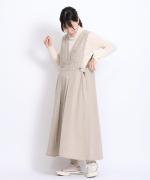 リネンコットンキャンバス　2wayジャンパースカート