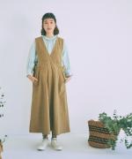 リネンコットンキャンバス　2wayジャンパースカート