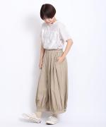 コットンリネンタイプライターファナージュ　ボリュームパンツ