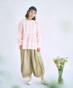 コットンリネンタイプライターファナージュ　ボリュームパンツ