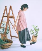 コットンリネンタイプライターファナージュ　ボリュームパンツ