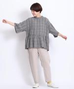 強撚リネンチェック　2wayブラウス