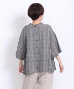 強撚リネンチェック　2wayブラウス