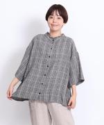 強撚リネンチェック　2wayブラウス