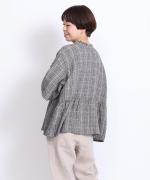 強撚リネンチェック　2wayブラウス