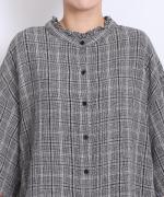 強撚リネンチェック　2wayブラウス