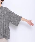 強撚リネンチェック　2wayブラウス