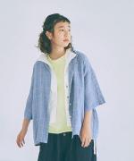 強撚リネンチェック　2wayブラウス