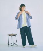 強撚リネンチェック　2wayブラウス