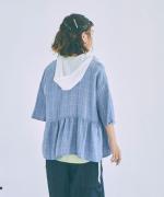 強撚リネンチェック　2wayブラウス