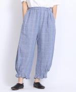 強撚リネンチェック　パンツ