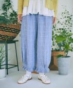 強撚リネンチェック　パンツ