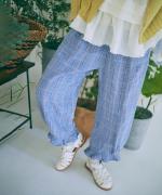 強撚リネンチェック　パンツ