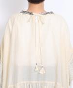 ステッチワークカディコットン　ポンチョブラウス