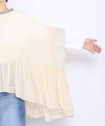 ステッチワークカディコットン　ポンチョブラウス