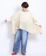 ステッチワークカディコットン　ポンチョブラウス