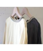 ステッチワークカディコットン　ポンチョブラウス