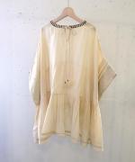 ステッチワークカディコットン　ポンチョブラウス