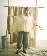 ステッチワークカディコットン　ポンチョブラウス