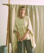 ステッチワークカディコットン　ポンチョブラウス