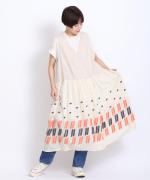 パネルカットジャガード　ノースリカシュクールワンピース