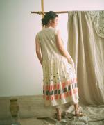 パネルカットジャガード　ノースリカシュクールワンピース