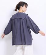 ふわふわローン　ビッグカラーロングシャツ