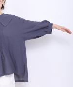 ふわふわローン　ビッグカラーロングシャツ