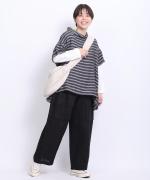 リネンボーダー　ボーダーハイネックプルオーバー