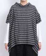 リネンボーダー　ボーダーハイネックプルオーバー