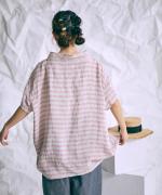 リネンボーダー　ボーダーハイネックプルオーバー