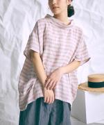 リネンボーダー　ボーダーハイネックプルオーバー