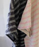 リネンボーダー　ボーダーハイネックプルオーバー