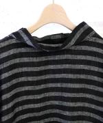 リネンボーダー　ボーダーハイネックプルオーバー