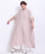 リネンボーダー　ストライプワンピース