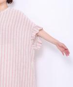 リネンボーダー　ストライプワンピース