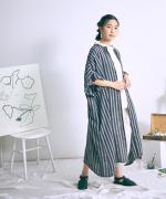 リネンボーダー　ストライプワンピース