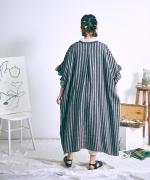 リネンボーダー　ストライプワンピース