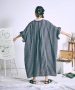 リネンボーダー　ストライプワンピース