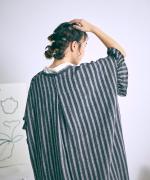 リネンボーダー　ストライプワンピース