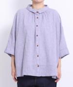 綿麻先染めボイルワッシャー　シャツ