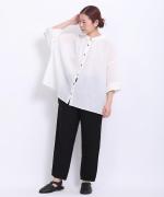 綿麻先染めボイルワッシャー　シャツ