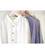 綿麻先染めボイルワッシャー　シャツ