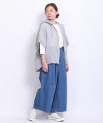 綿麻先染めボイルワッシャー　フードブラウス