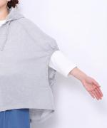 綿麻先染めボイルワッシャー　フードブラウス