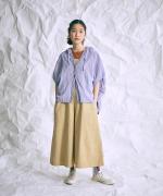 綿麻先染めボイルワッシャー　フードブラウス