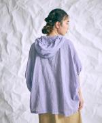 綿麻先染めボイルワッシャー　フードブラウス