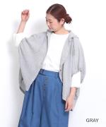 綿麻先染めボイルワッシャー　フードブラウス