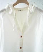 綿麻先染めボイルワッシャー　フードブラウス