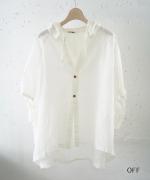 綿麻先染めボイルワッシャー　フードブラウス